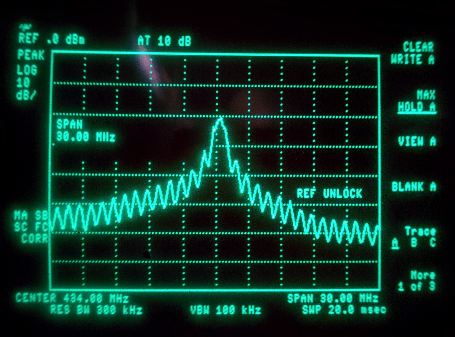 Transmission Spectrum (Frequency: 434MHz, Span: 30MHz)